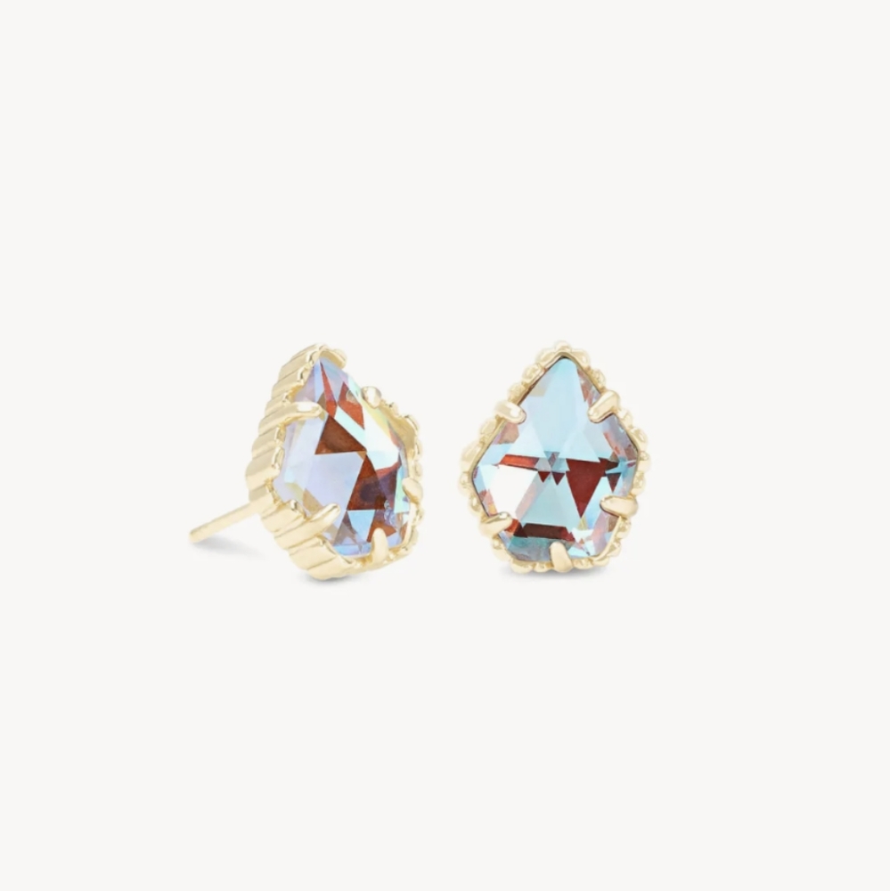 Tessa Gold Stud Earrings in Dichroic Glass